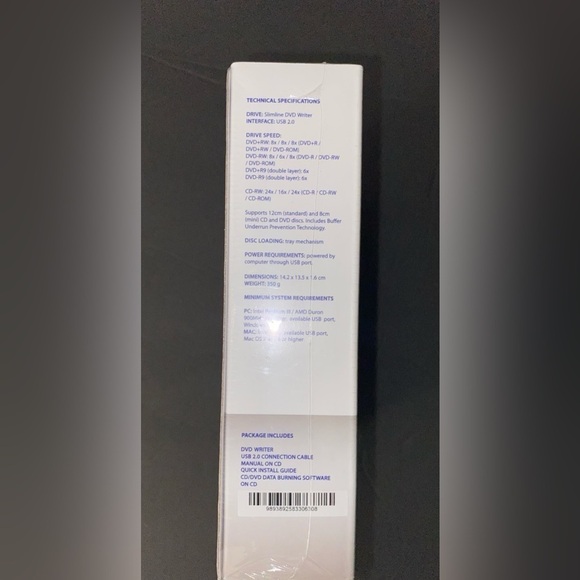 🆕 Vertabim External Slimline CD/DVD Writer Windows or MAC OS New in Box w/ Cord - Picture 3 of 5